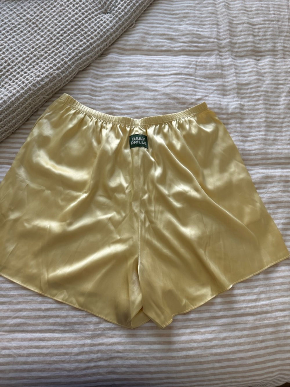 Daily Drills Satin High-Rise Pale Yellow Athletic Shorts